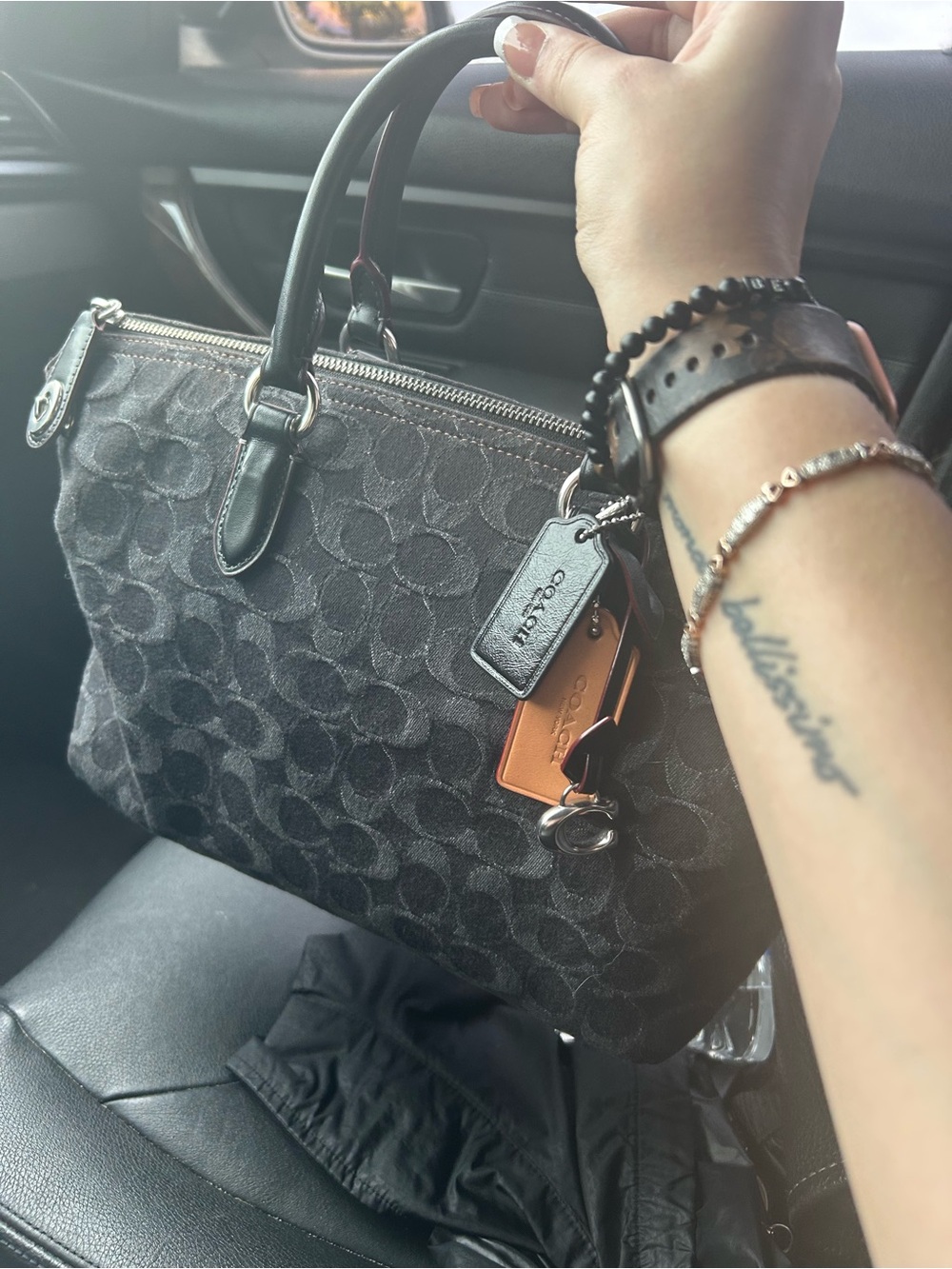 Coach Cara satchel in signature denim